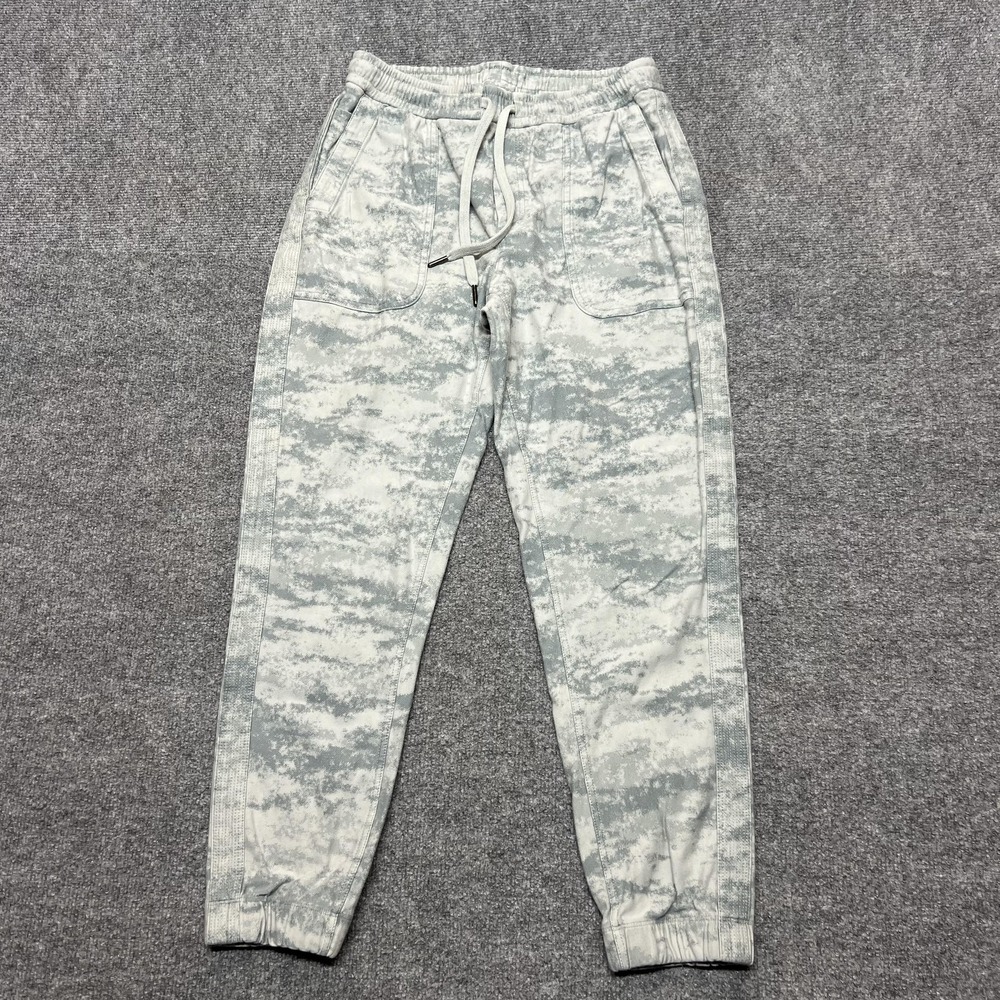 Athleta Jogger Pants Womens S Gray Camo Farallon Elastic Waist Pockets Yoga